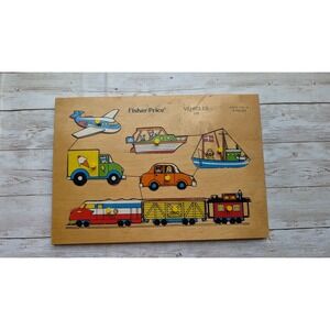 Vintage 1970s Fisher-price wooden vehicle puzzle